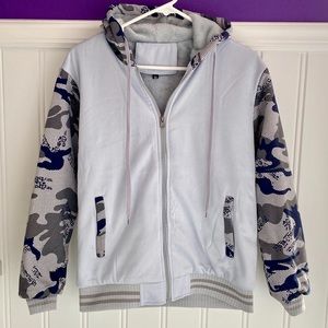 Hoody hooded jacket coat Gray Camo NEW